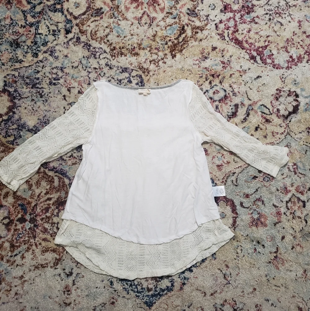 Anthropologie Meadow Rue Crochet Stretch Lace Blouse Top Size Medium